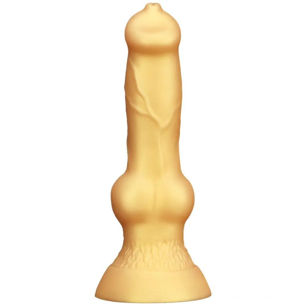 3.81in 7.48in Gold Silicone Soft Small Dog Dildo For Anal Vaginal Sex
