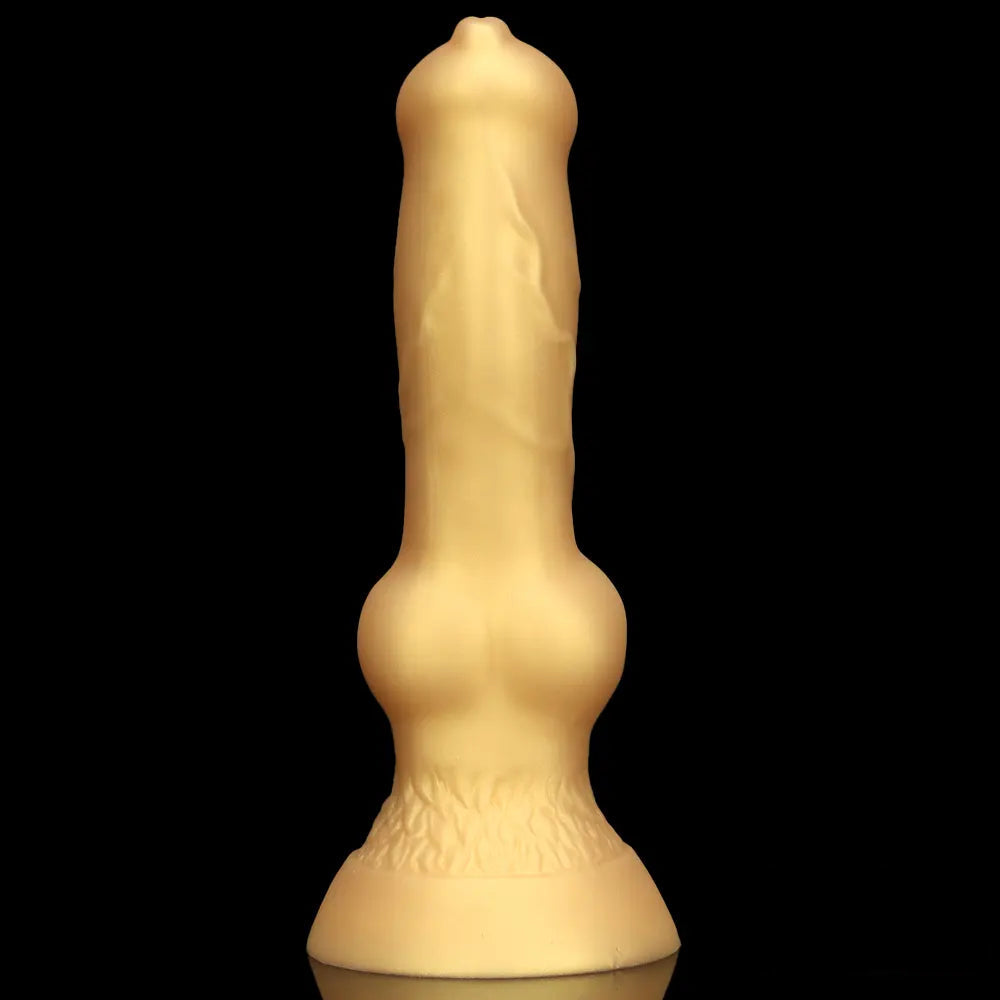 3.81in 7.48in Gold Silicone Soft Small Dog Dildo For Anal Vaginal Sex