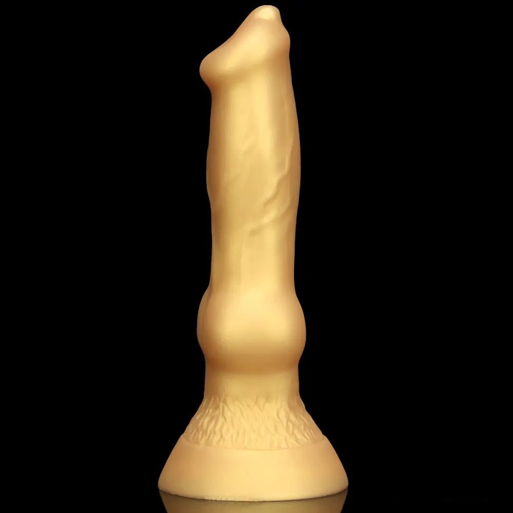 3.81in 7.48in Gold Silicone Soft Small Dog Dildo For Anal Vaginal Sex
