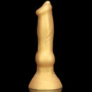 3.81in 7.48in Gold Silicone Soft Small Dog Dildo For Anal Vaginal Sex
