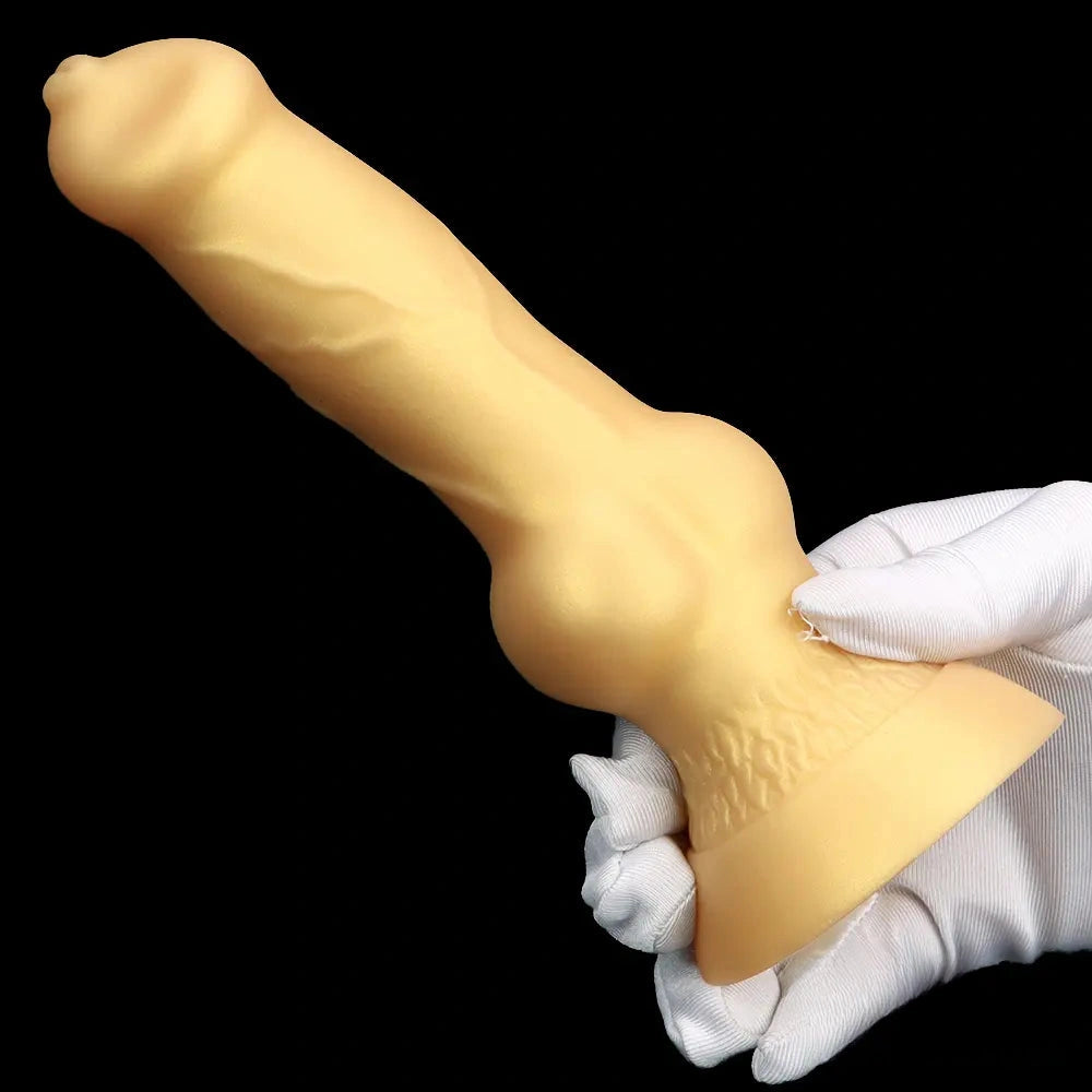3.81in 7.48in Gold Silicone Soft Small Dog Dildo For Anal Vaginal Sex