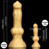 3.81in 7.48in Gold Silicone Soft Small Dog Dildo For Anal Vaginal Sex