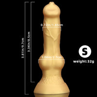 3.81in 7.48in Gold Silicone Soft Small Dog Dildo For Anal Vaginal Sex