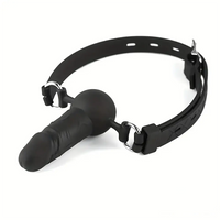 3.93in Mini Black Mouth Gag Dildo For Face Wearing Orgasm Sex Toy
