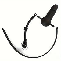 3.93in Mini Black Mouth Gag Dildo For Face Wearing Orgasm Sex Toy