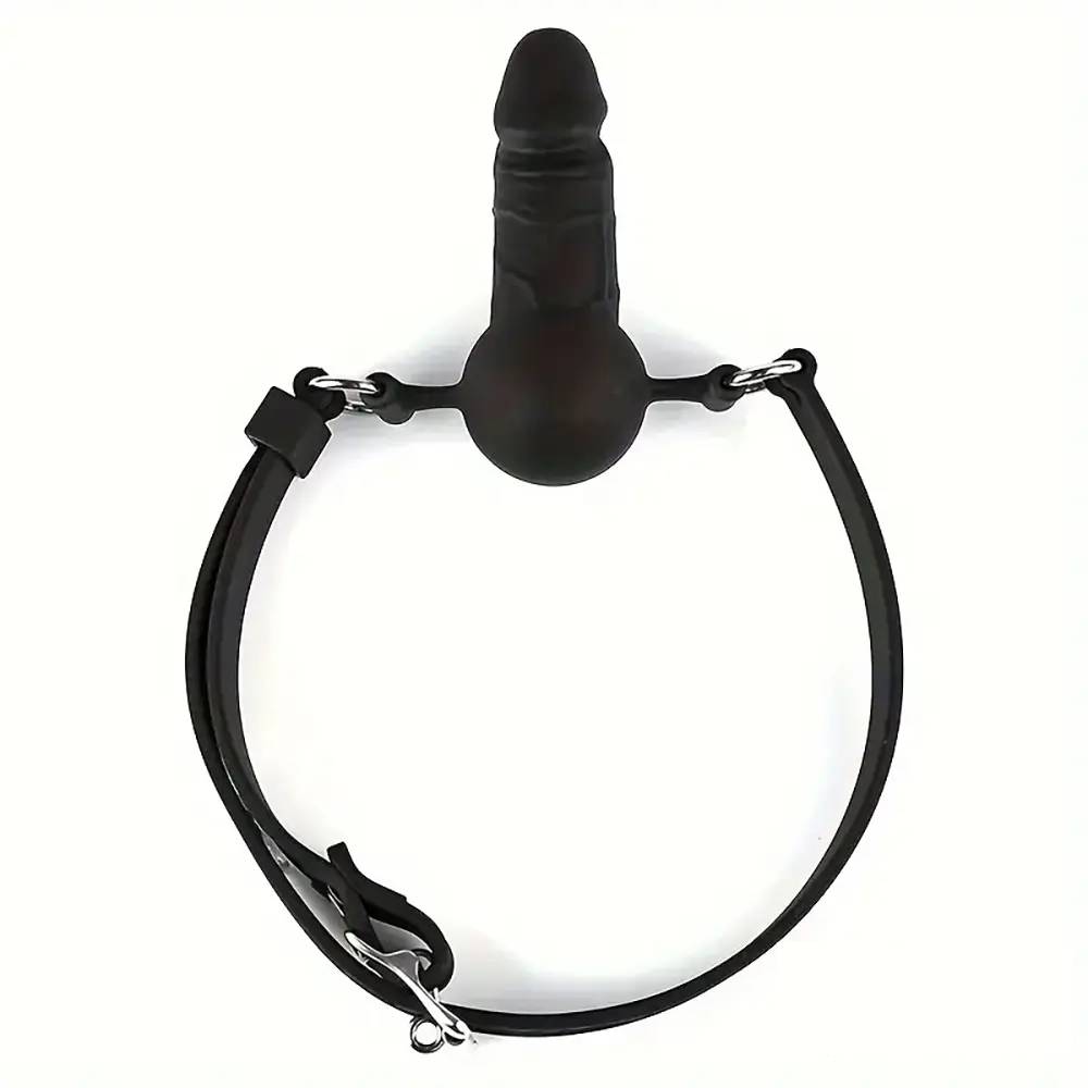 3.93in Mini Black Mouth Gag Dildo For Face Wearing Orgasm Sex Toy