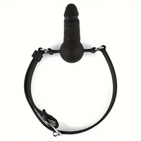 3.93in Mini Black Mouth Gag Dildo For Face Wearing Orgasm Sex Toy