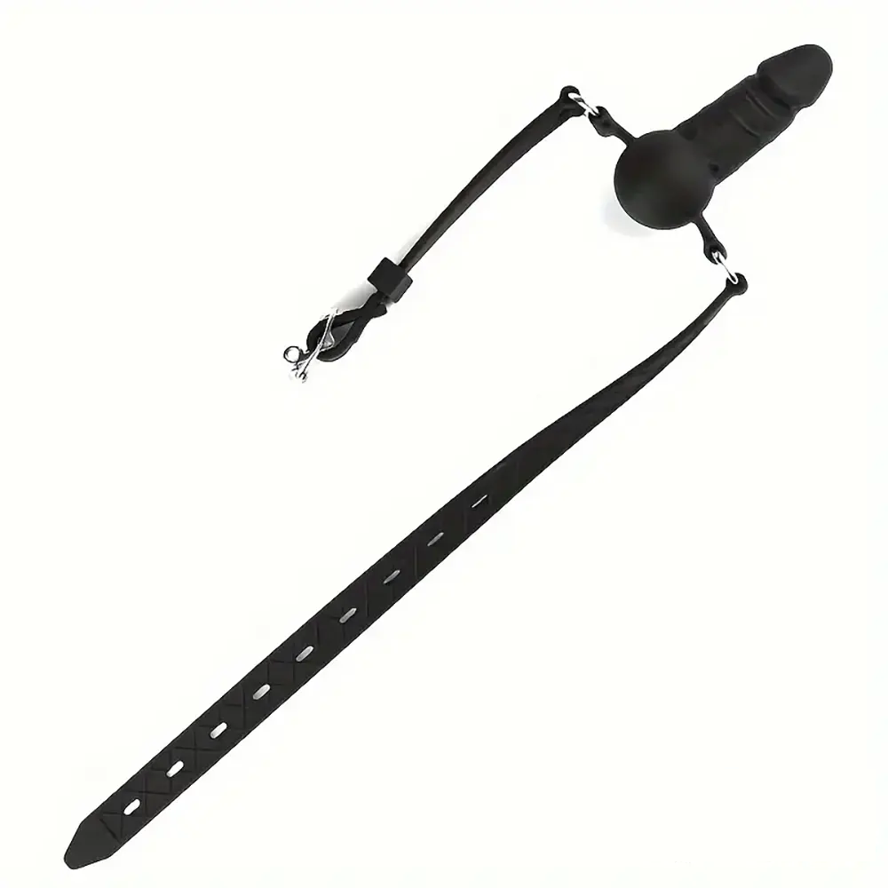 3.93in Mini Black Mouth Gag Dildo For Face Wearing Orgasm Sex Toy