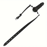 3.93in Mini Black Mouth Gag Dildo For Face Wearing Orgasm Sex Toy