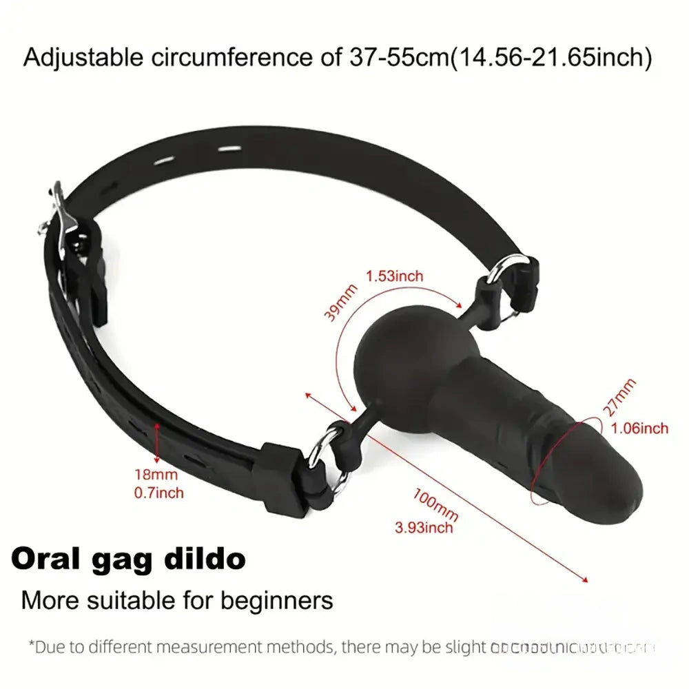3.93in Mini Black Mouth Gag Dildo For Face Wearing Orgasm Sex Toy