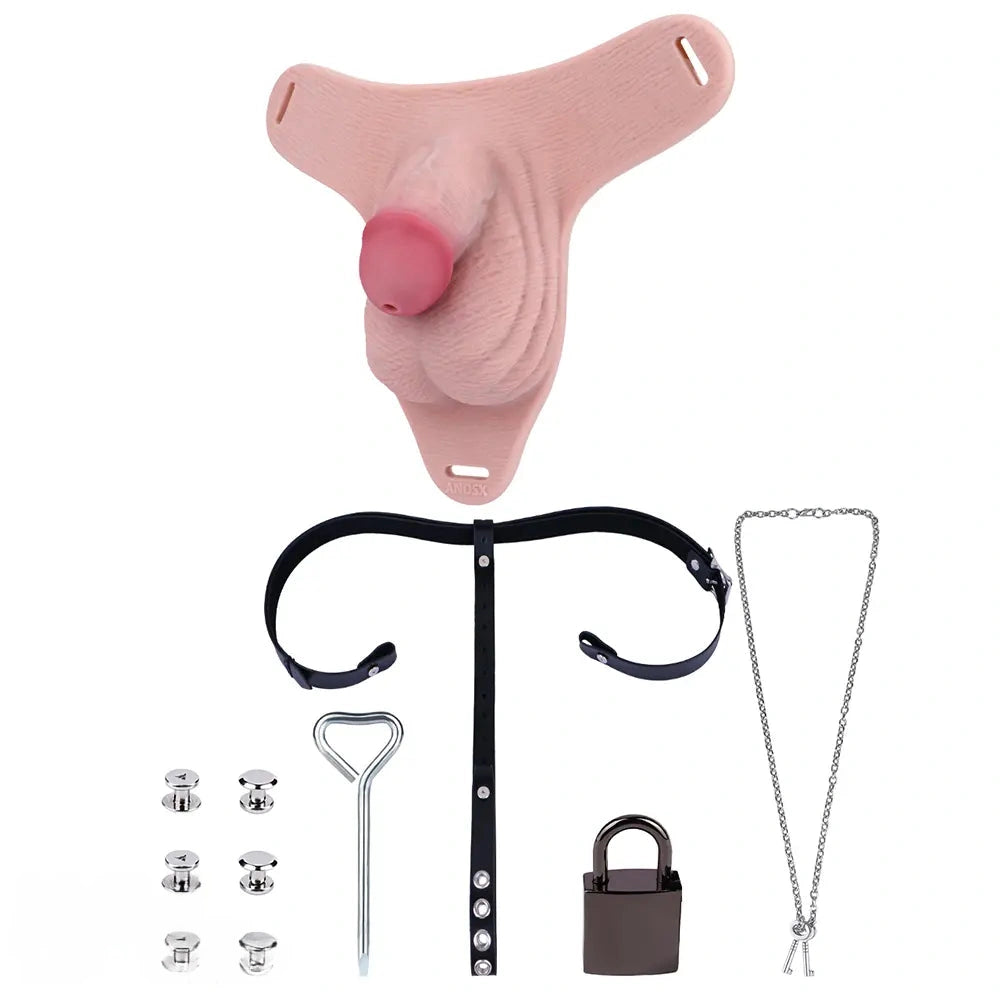 3.93in Real Hollow Chastity Cage Dildo Adult Sex Toy For Women Men