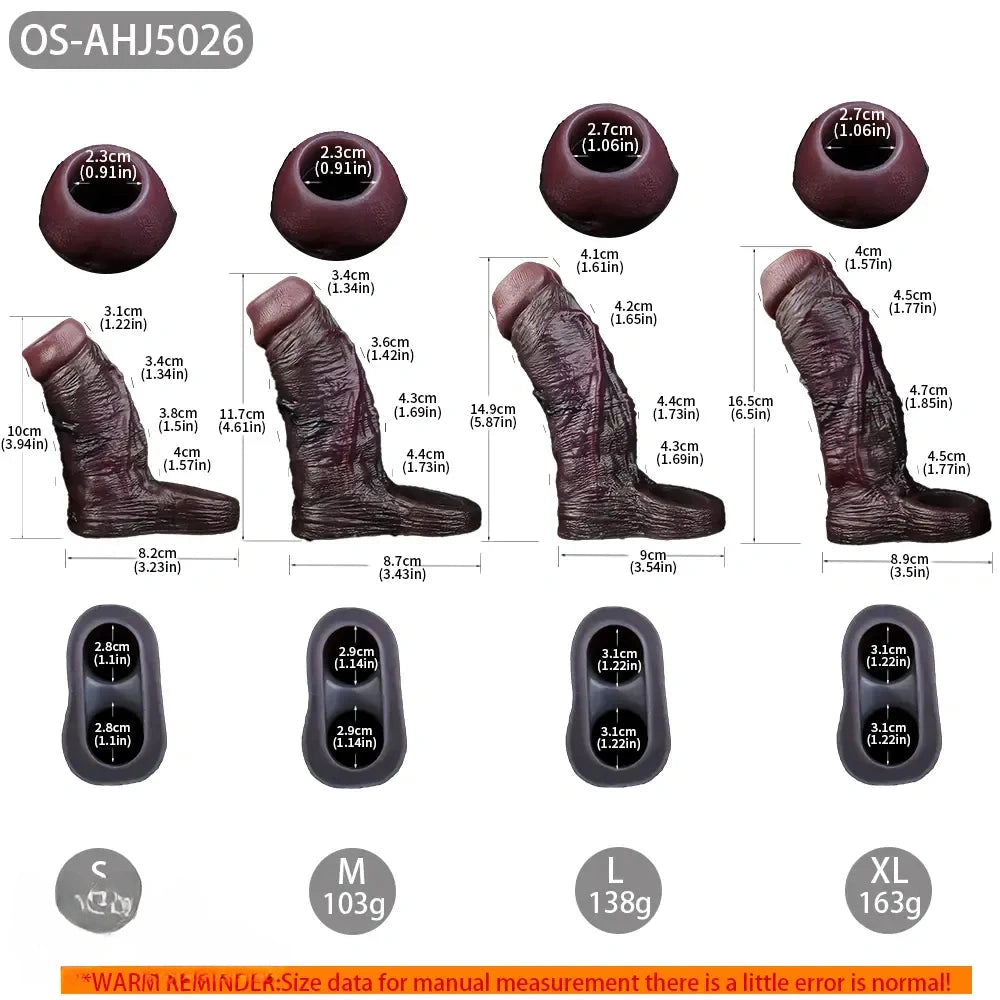 3.94in 4.61in 5.87in 6.5in Real Silicone Cock Sleeve Dildo Adult Product