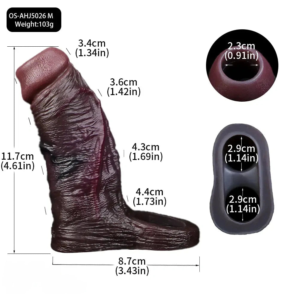 3.94in 4.61in 5.87in 6.5in Real Silicone Cock Sleeve Dildo Adult Product