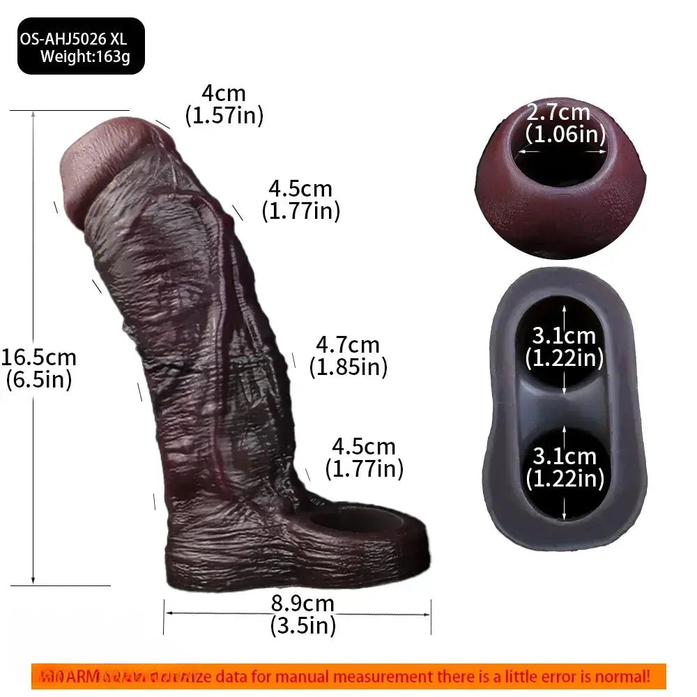 3.94in 4.61in 5.87in 6.5in Real Silicone Cock Sleeve Dildo Adult Product