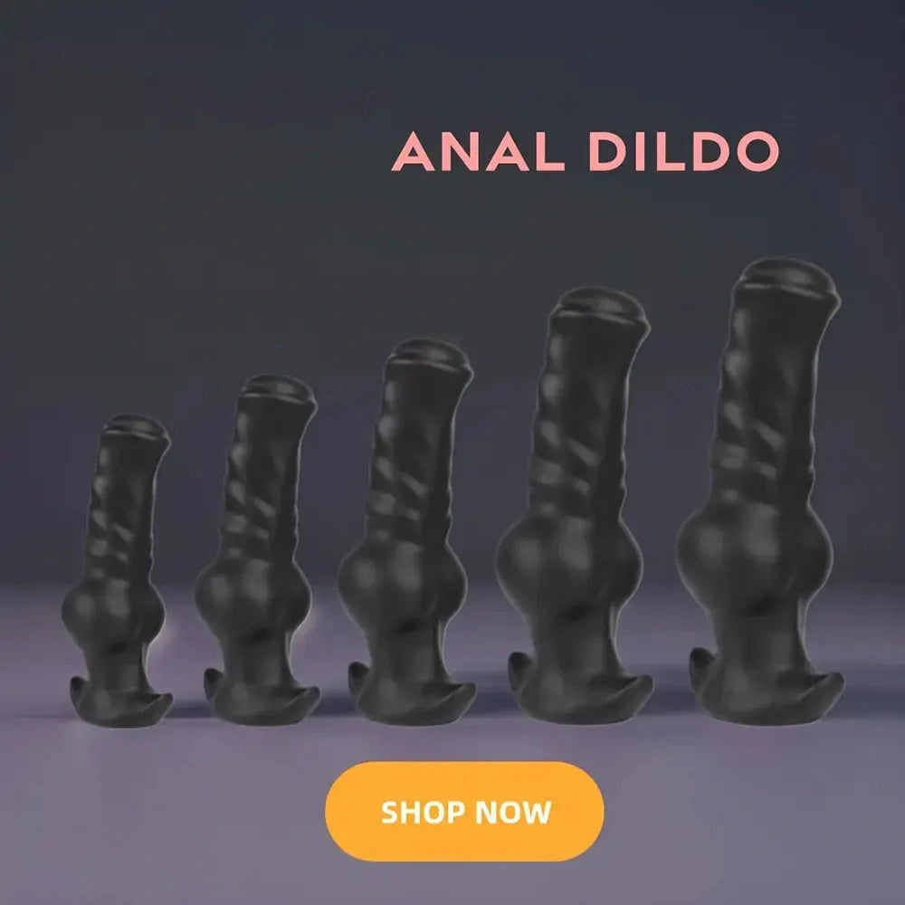 3.94in 7.48in 8.66in Soft & Flexible Silicone Anal Dildo Secure Knot Sex Toy