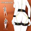BDSM Kit PU Leather Handcuffs and Legcuffs Gold Chain Bondage DIY SM Sex Toys