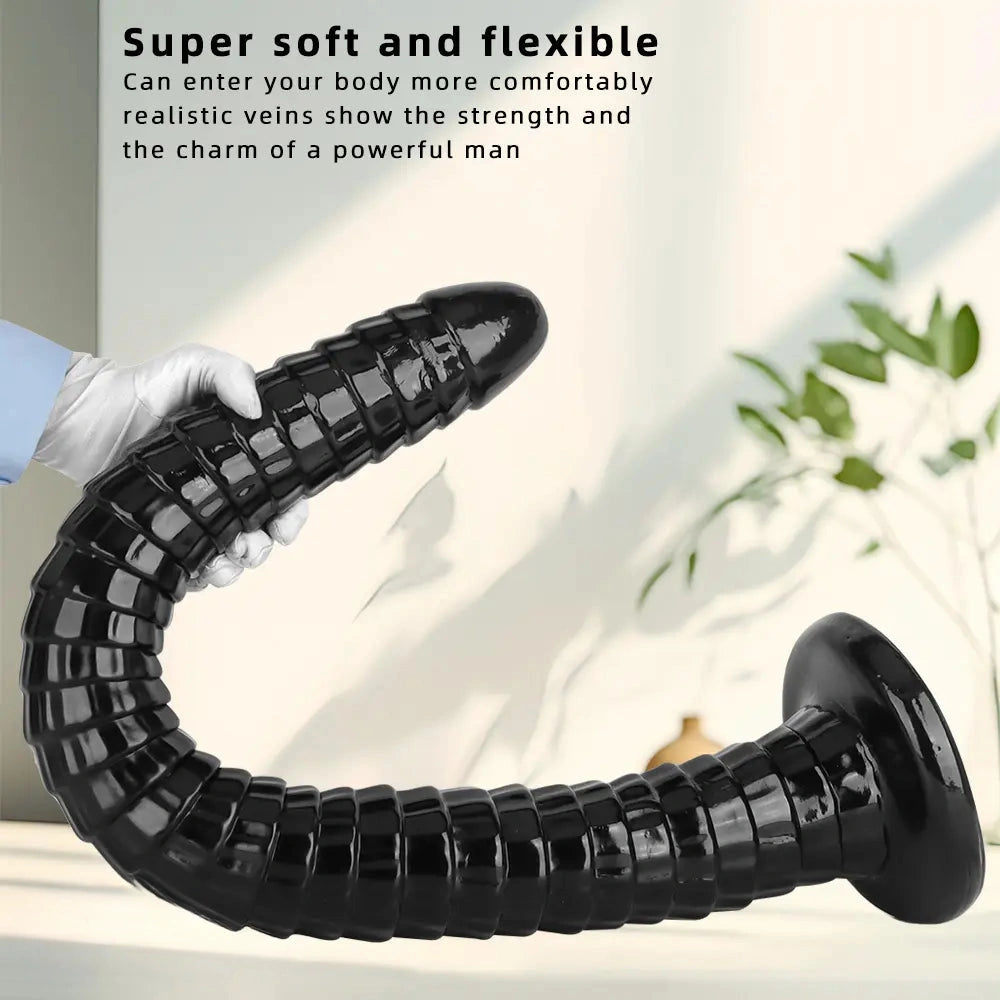 31.5in Black PVC Huge Long Masturbator For Women Gay Dildo Sex Toy