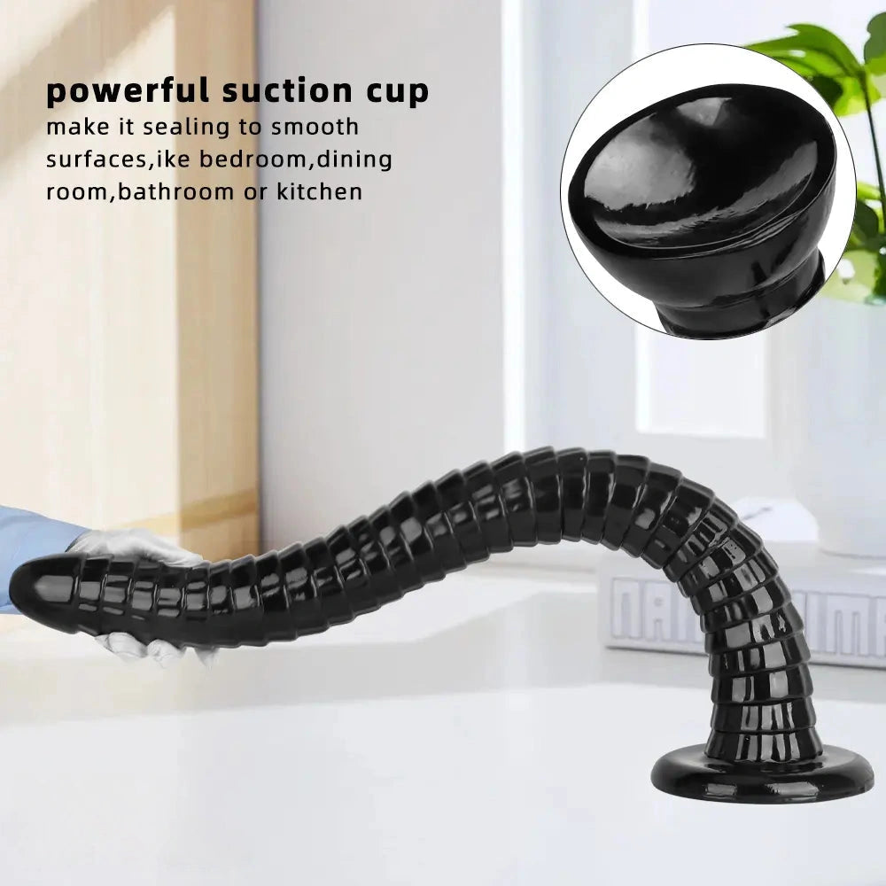 31.5in Black PVC Huge Long Masturbator For Women Gay Dildo Sex Toy