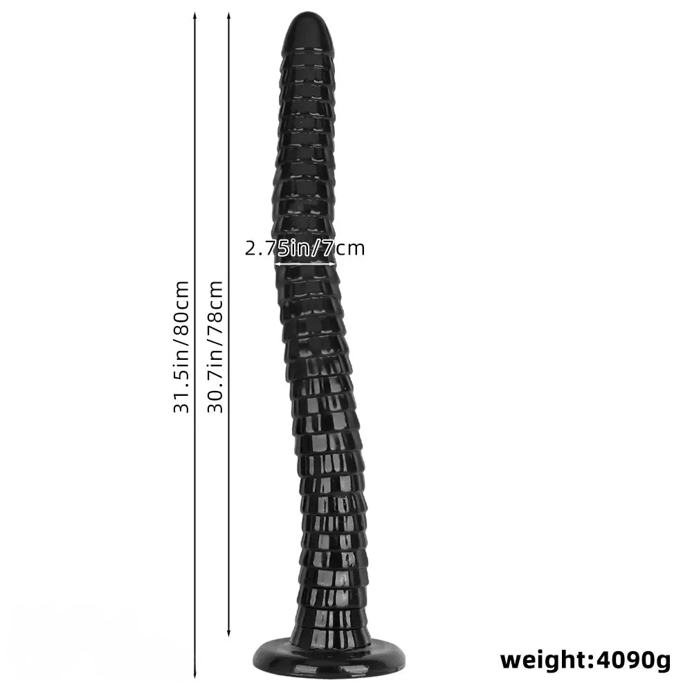 31.5in Black PVC Huge Long Masturbator For Women Gay Dildo Sex Toy