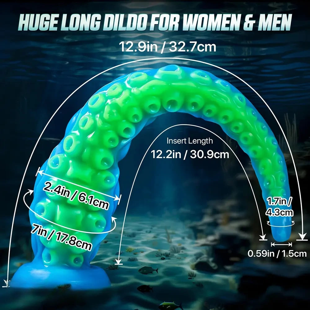 32.7in Luminous Tentacle Soft Fantasy Dildo For C U G-Spot Stimulation