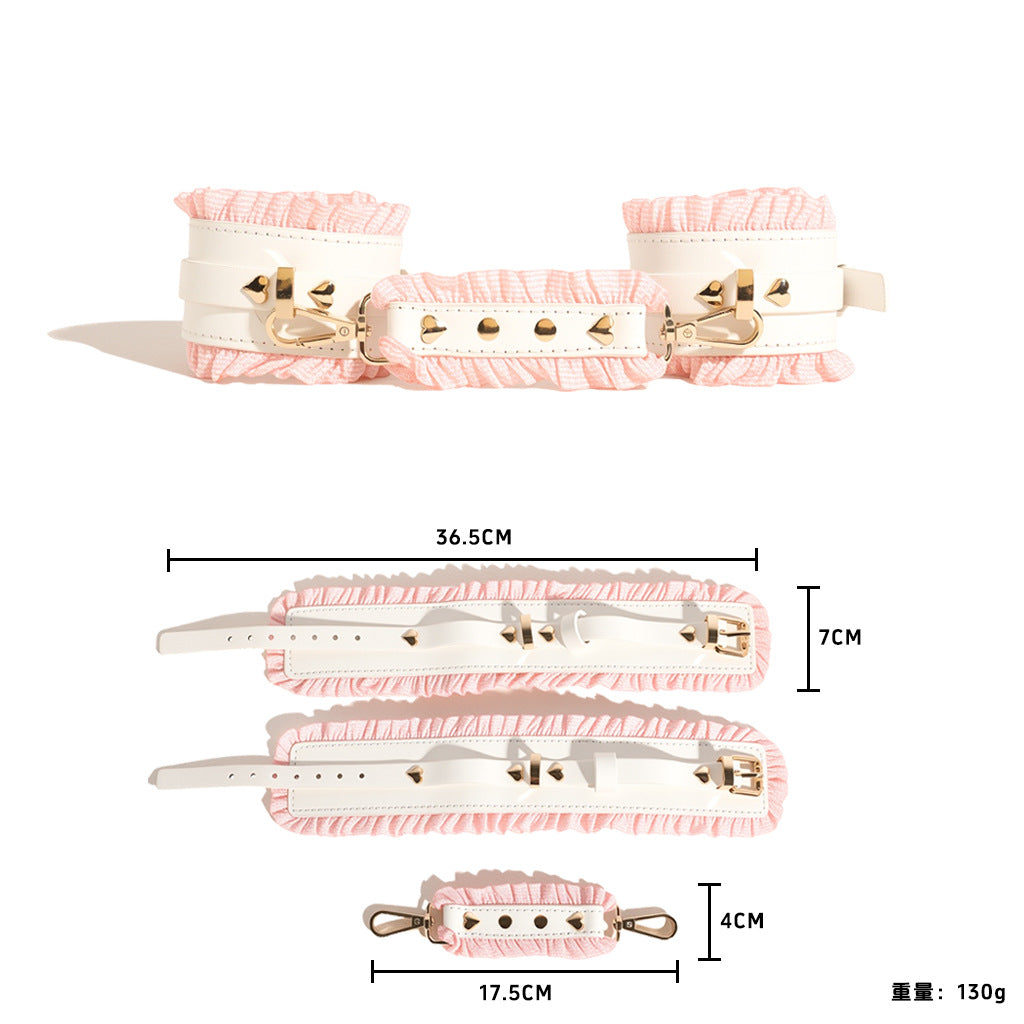 BDSM Lace Maid Leather Bondage Kit Flirting Sex Tool 6PCS