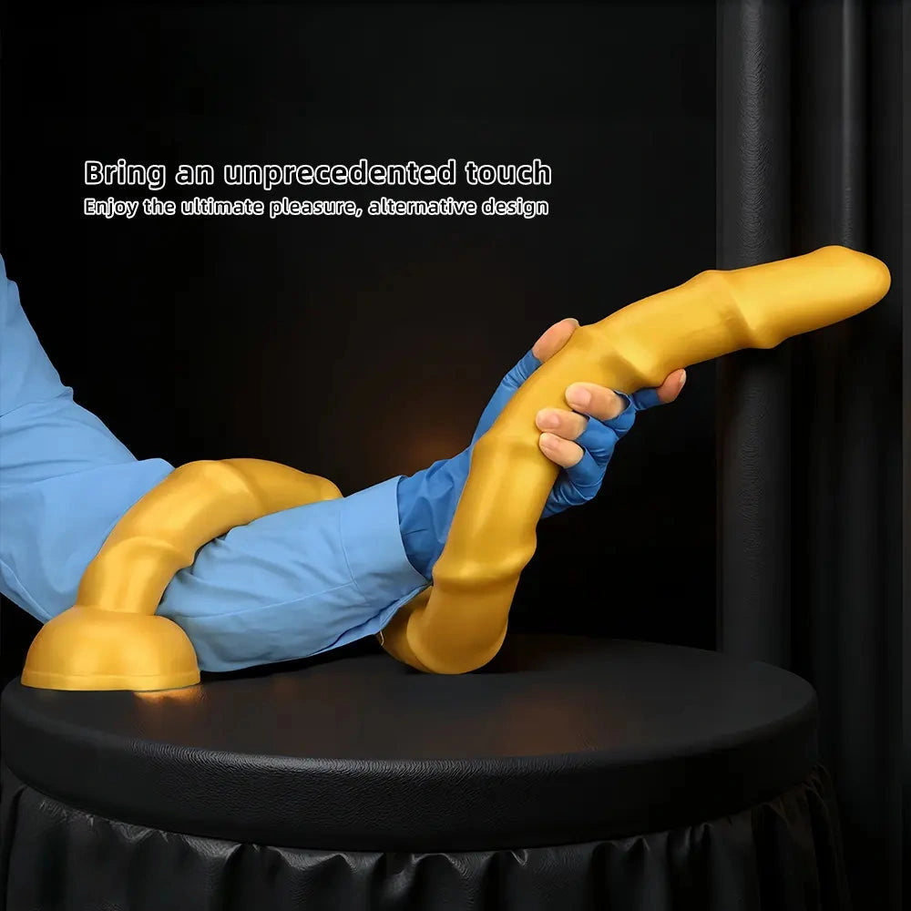 33.46in Golden Silicone Super Long Huge Dildo Couples Pleasure Solo Play