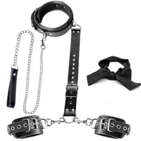 BDSM Bondage Neck to Wrist Restraints Kit with Traction Chain