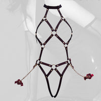 Temperature-Sensitive Color Change BDSM Leather Bondage Suit With Handcuffs