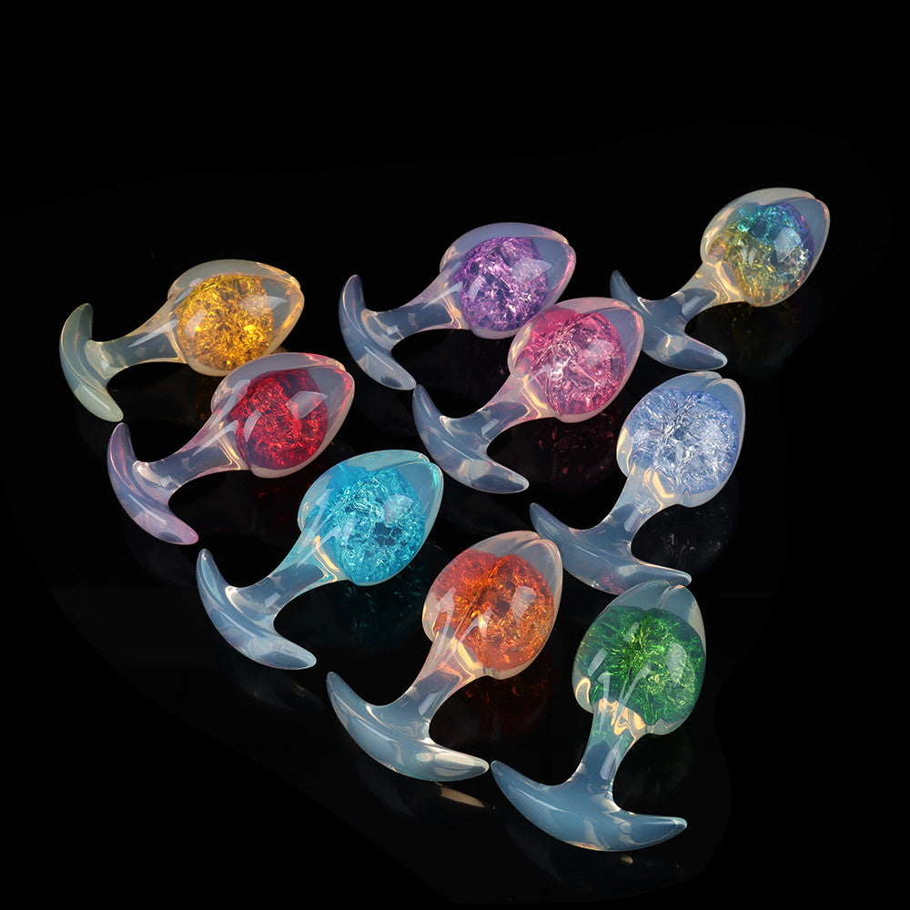 Aurora Bean Sprout Crystal Silicone Anal Plug with T-Bar Base