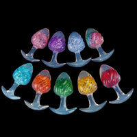 Aurora Ice Cream Spiral Textured Crystal Anal Plug with T-Bar Base