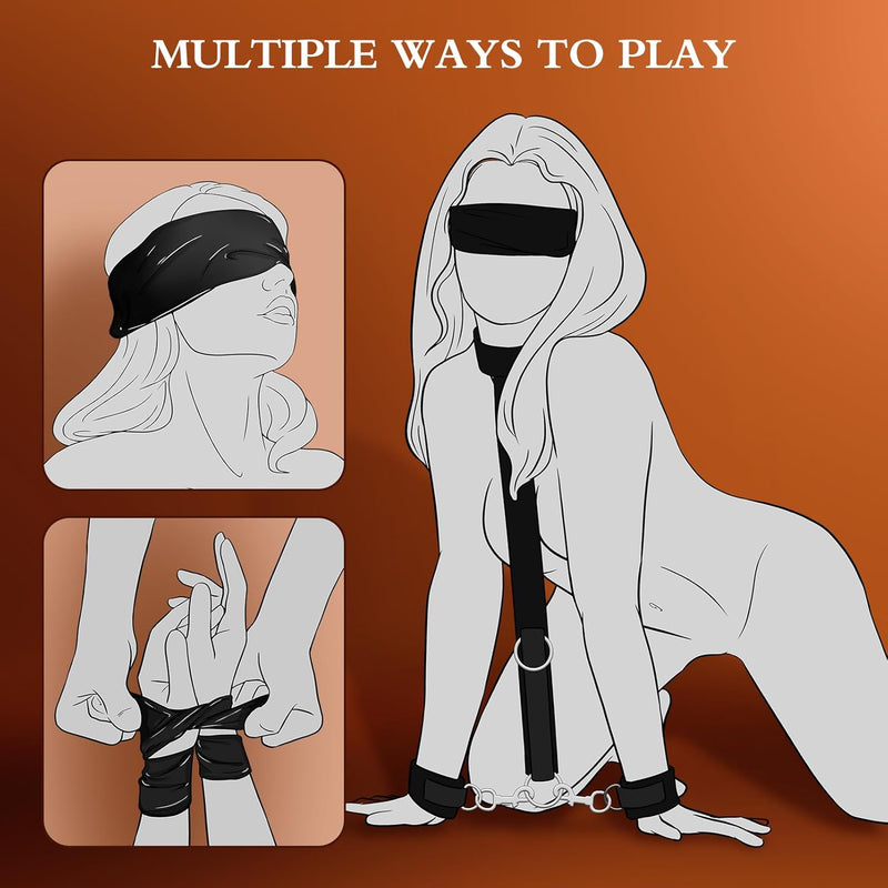 BDSM Kit Neck to Wrist Behind Back Collar Restraints Adjustable Set SM Play