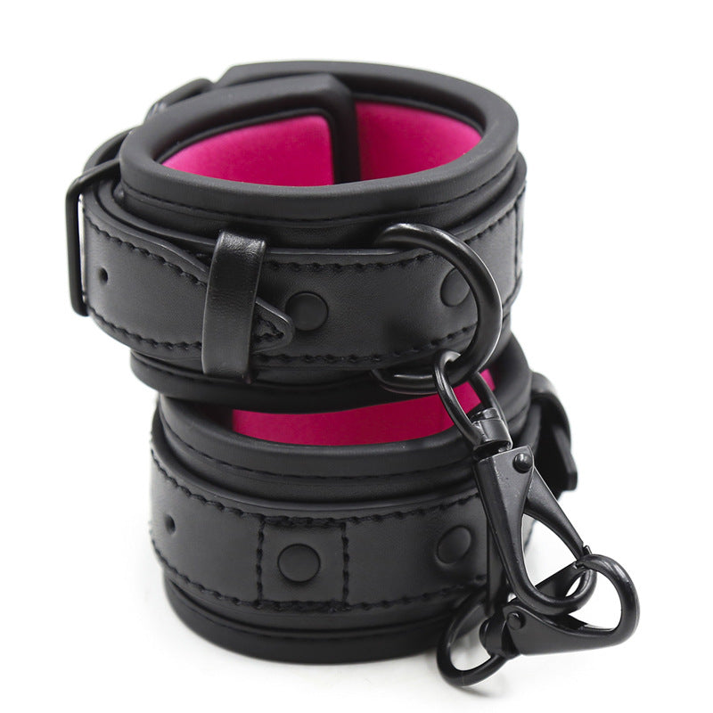 Upgraded BDSM PU Leather Handcuffs Adjustable Cuffs Sex Toy for Couples