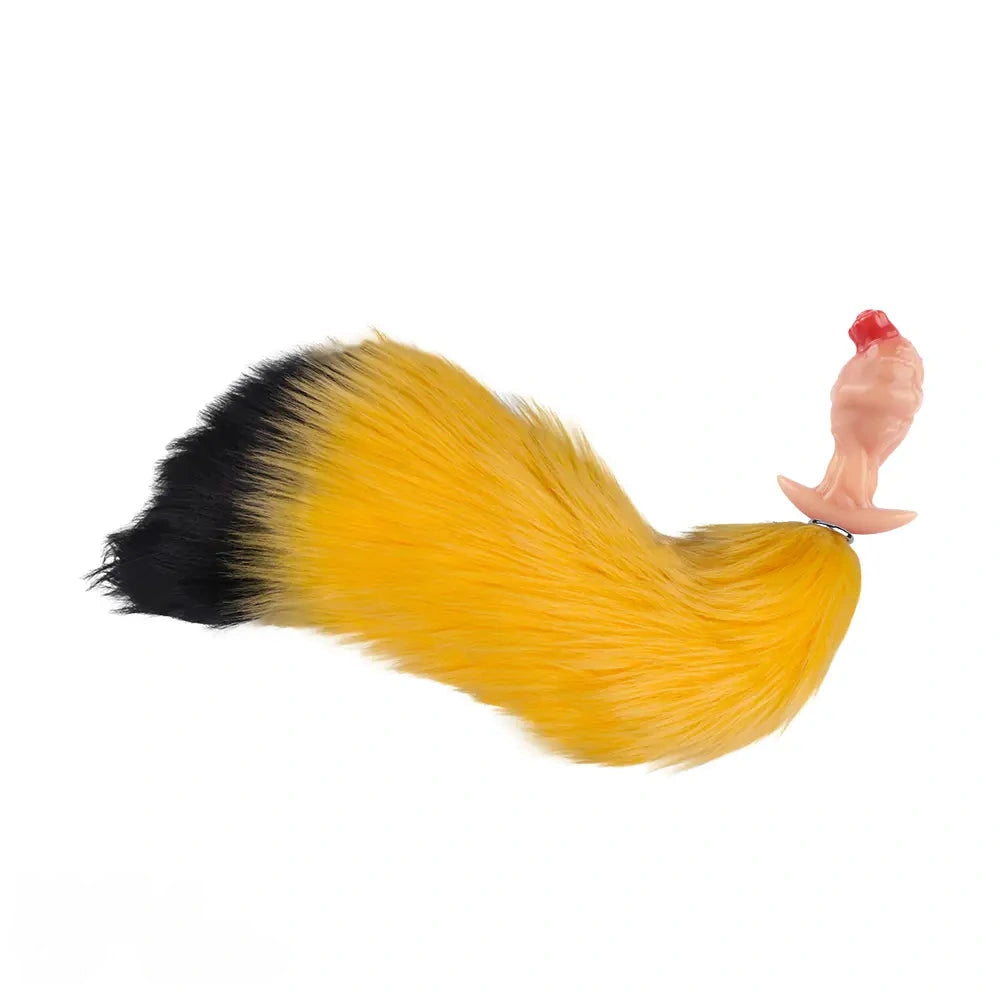 4.01in Fox Tail Wear Anchor Silicone Dildo Butt Plug For BDSM Role Love