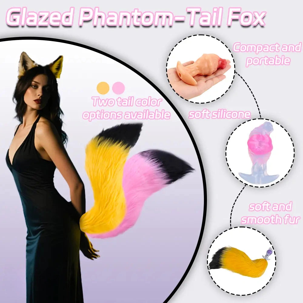 4.01in Fox Tail Wear Anchor Silicone Dildo Butt Plug For BDSM Role Love