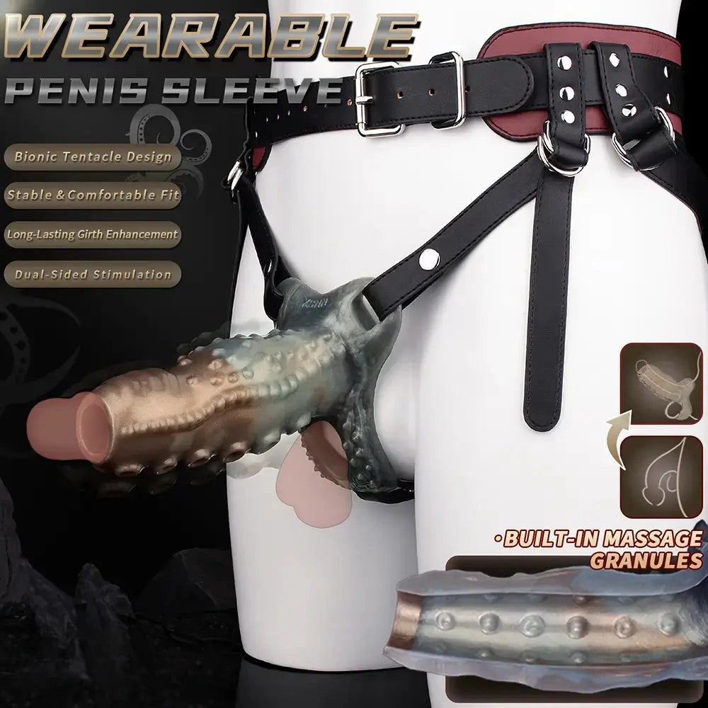 4.02in 4.76in 6.06in 6.69in Tentacle Strap on Hollow Cock Sleeve Dildo