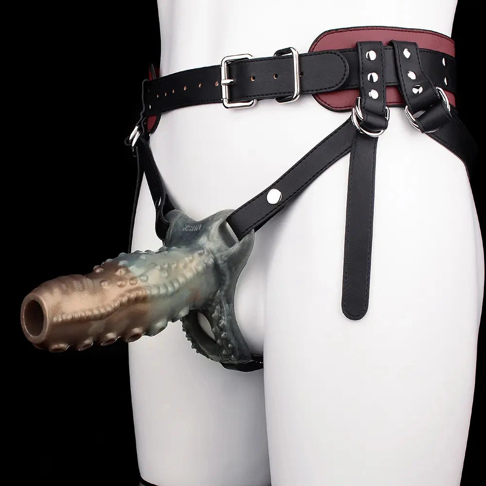 4.02in 4.76in 6.06in 6.69in Tentacle Strap on Hollow Cock Sleeve Dildo