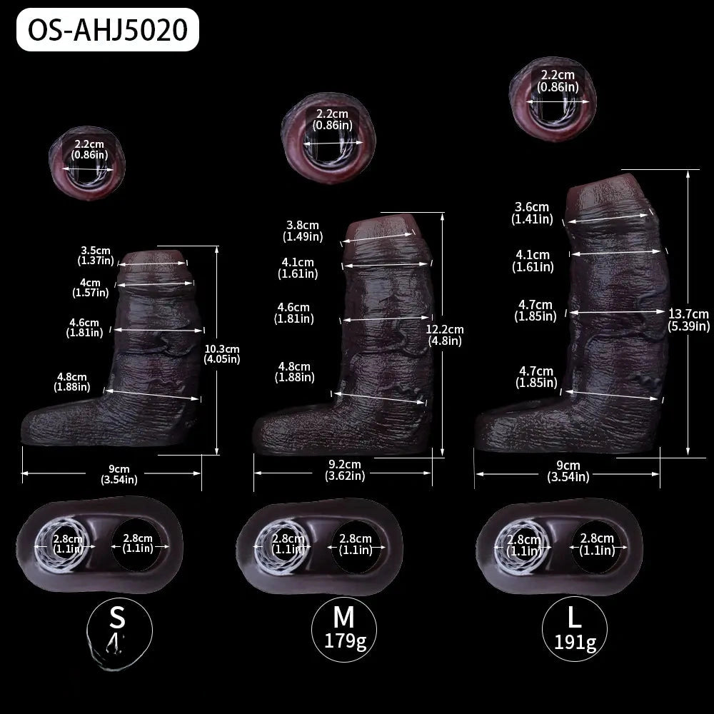 4.05in 4.8in 5.39in Platinum Silicone Penis Dildo Sleeve Male Wearable Penis