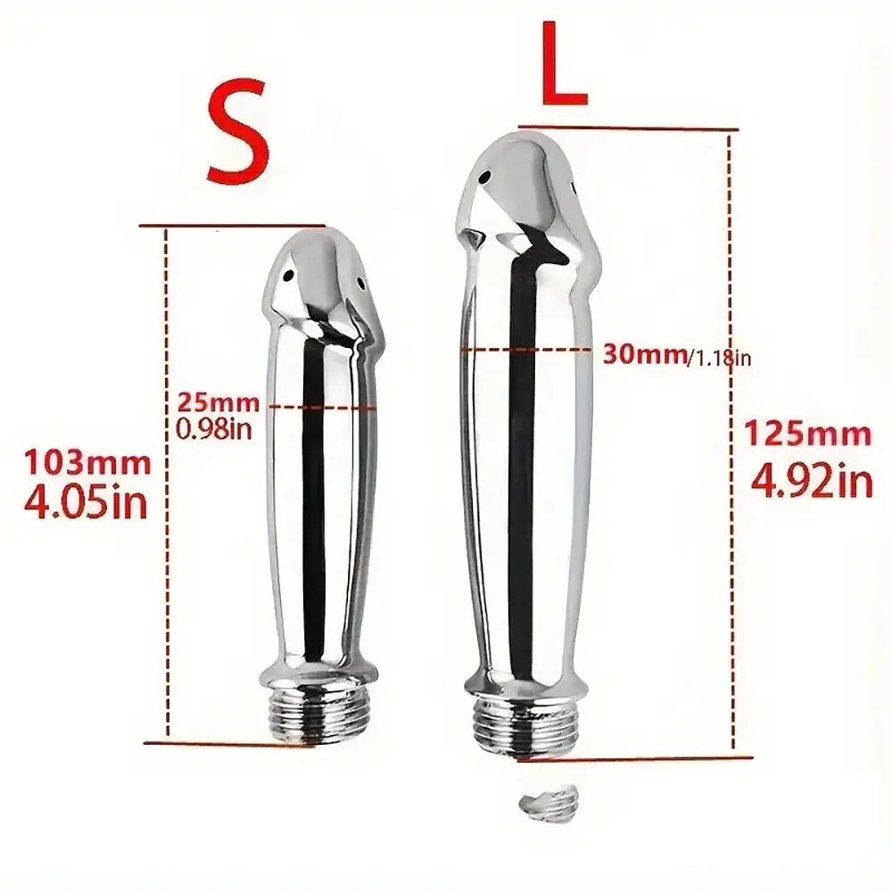 4.05in 4.92in Metal Enema Shower Dildo For Anal Vaginal Cleaner Sex Toy