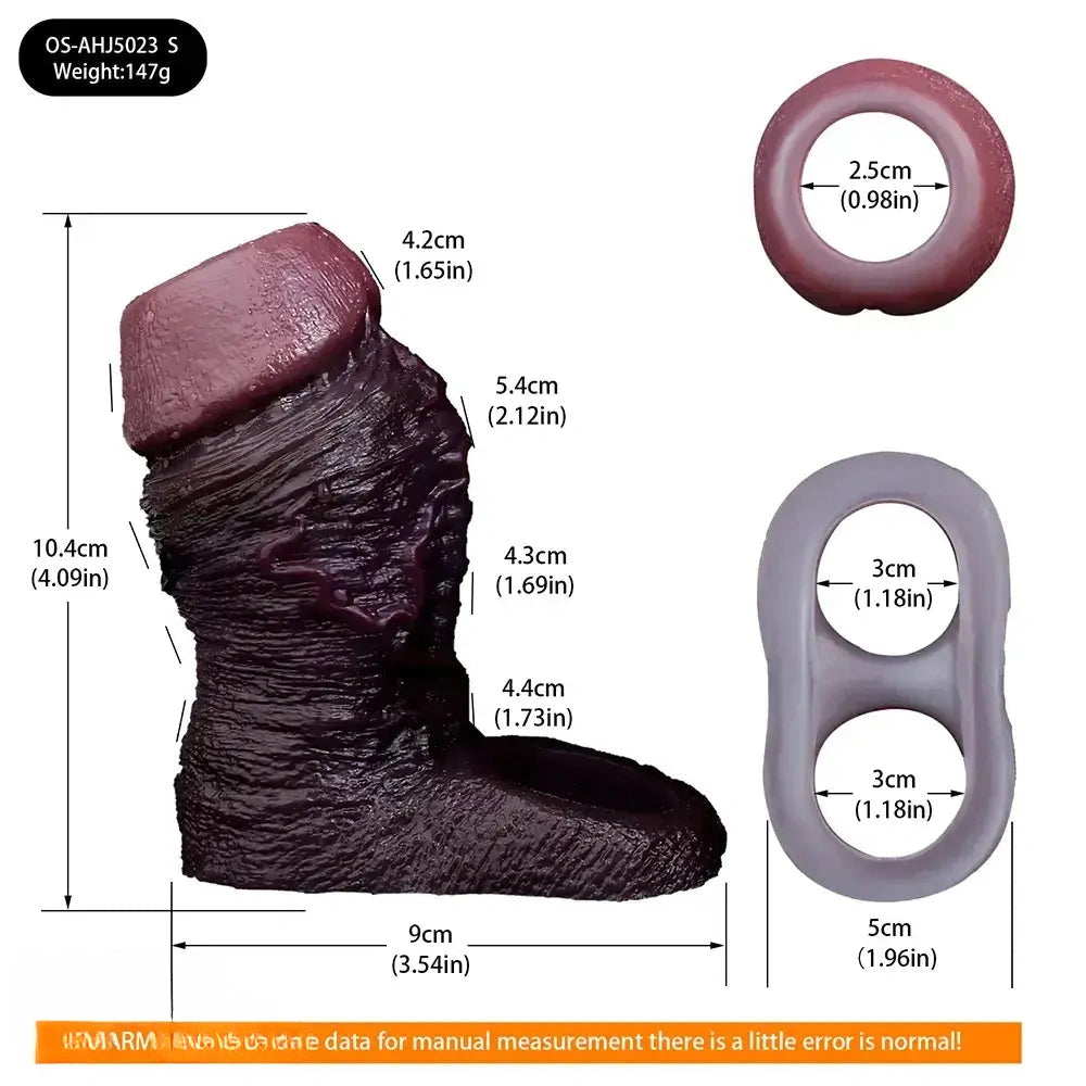 4.09in 4.64in 5.51in Lifelike Cock Soft Silicone Flexible Dildo Sleeve