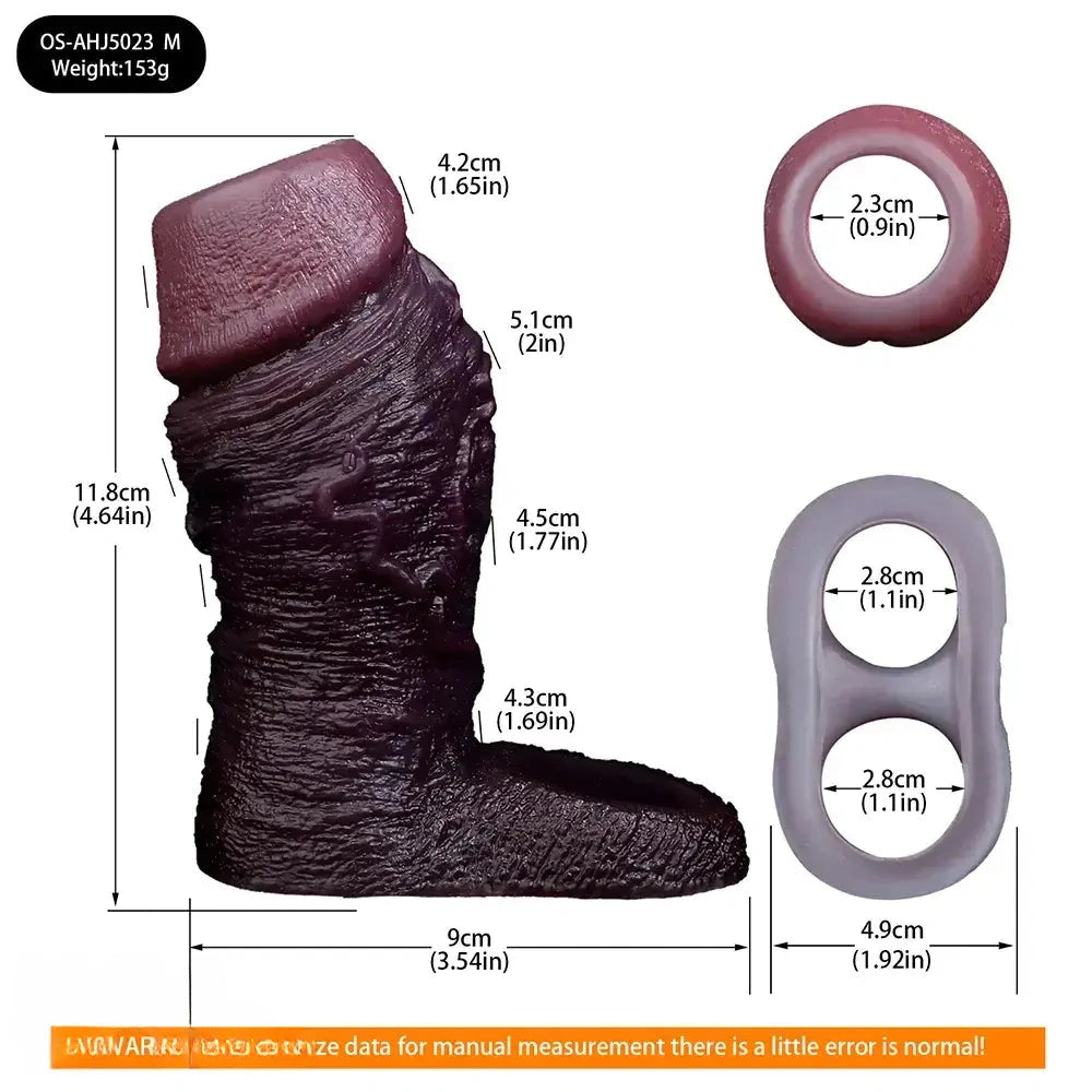 4.09in 4.64in 5.51in Lifelike Cock Soft Silicone Flexible Dildo Sleeve