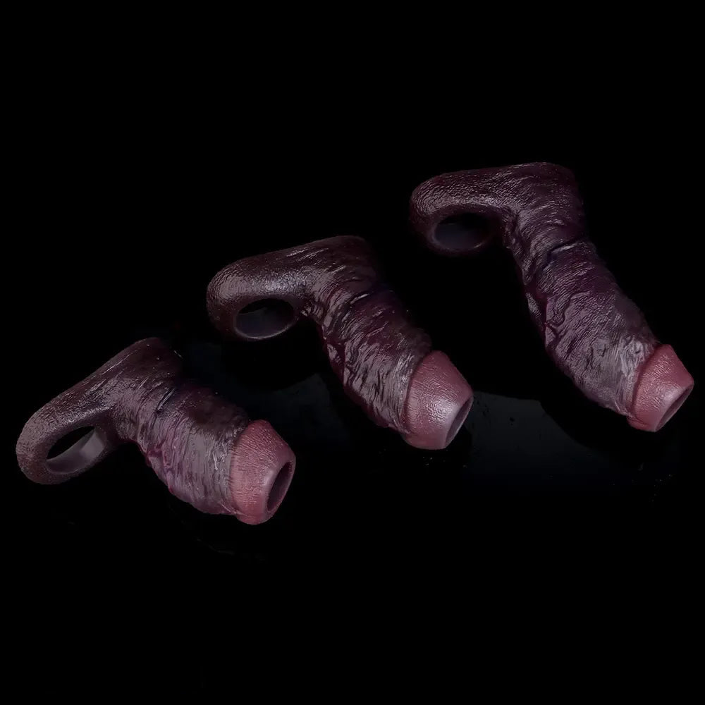 4.09in 4.64in 5.51in Lifelike Cock Soft Silicone Flexible Dildo Sleeve
