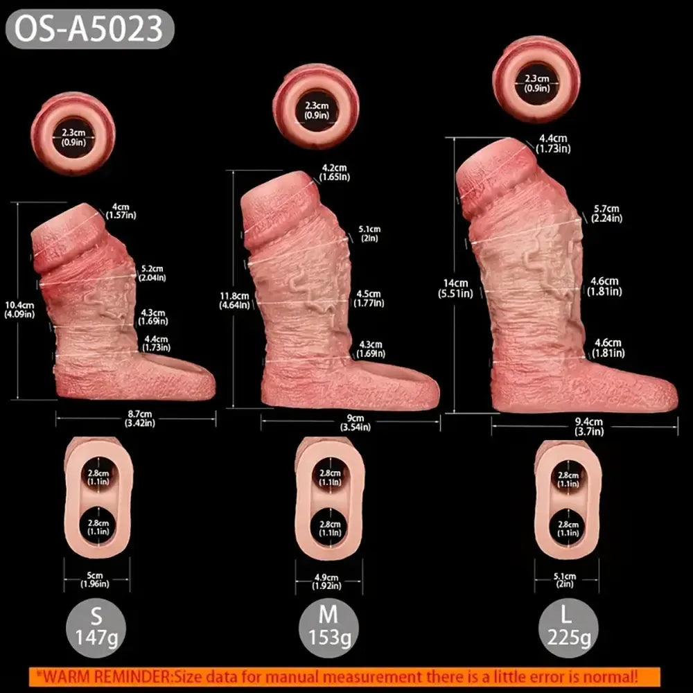 4.09in 4.64in 5.51in Realistic Silicone Sleeve Soft Big Cock Ring Dildo