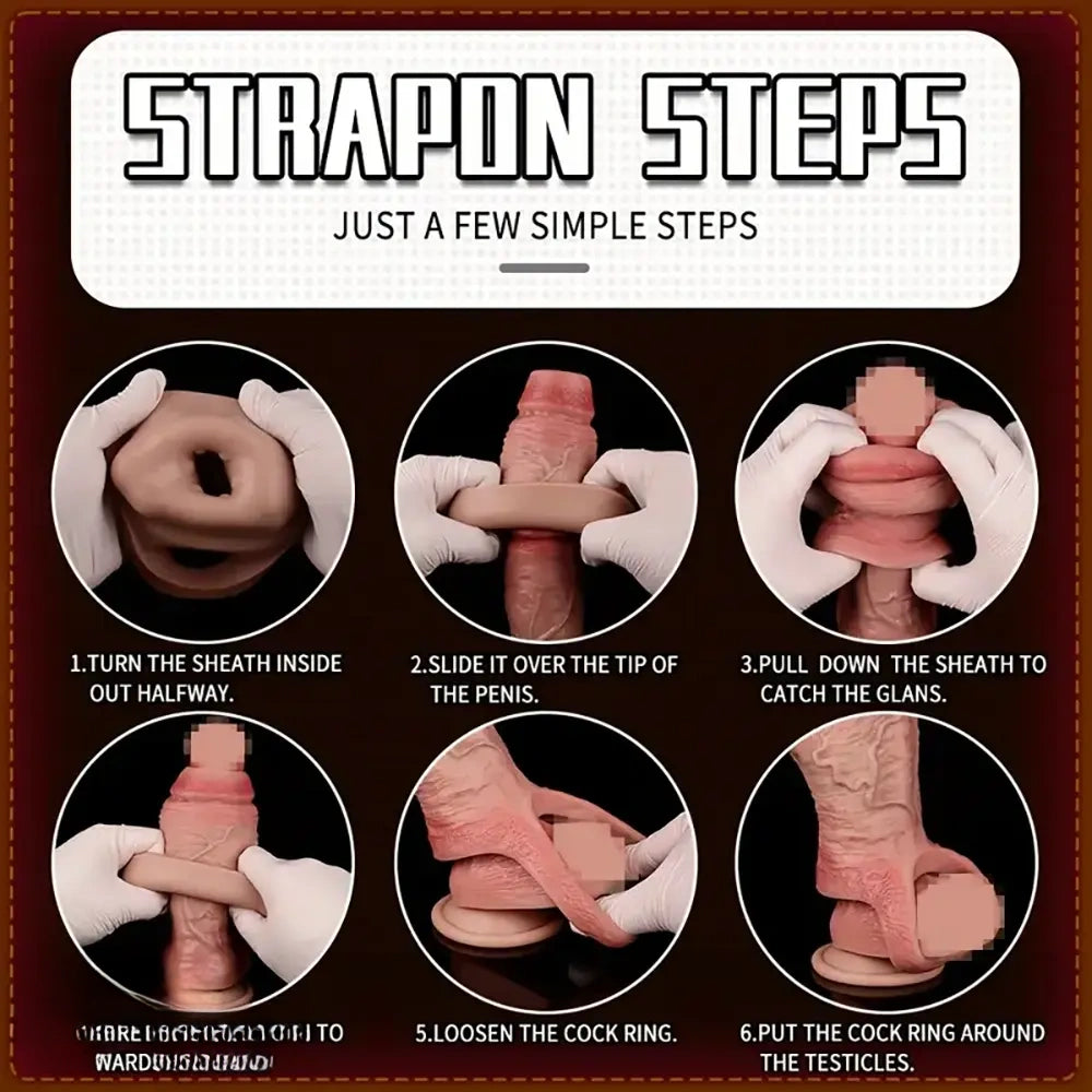 4.09in 4.64in 5.51in Realistic Silicone Sleeve Soft Big Cock Ring Dildo