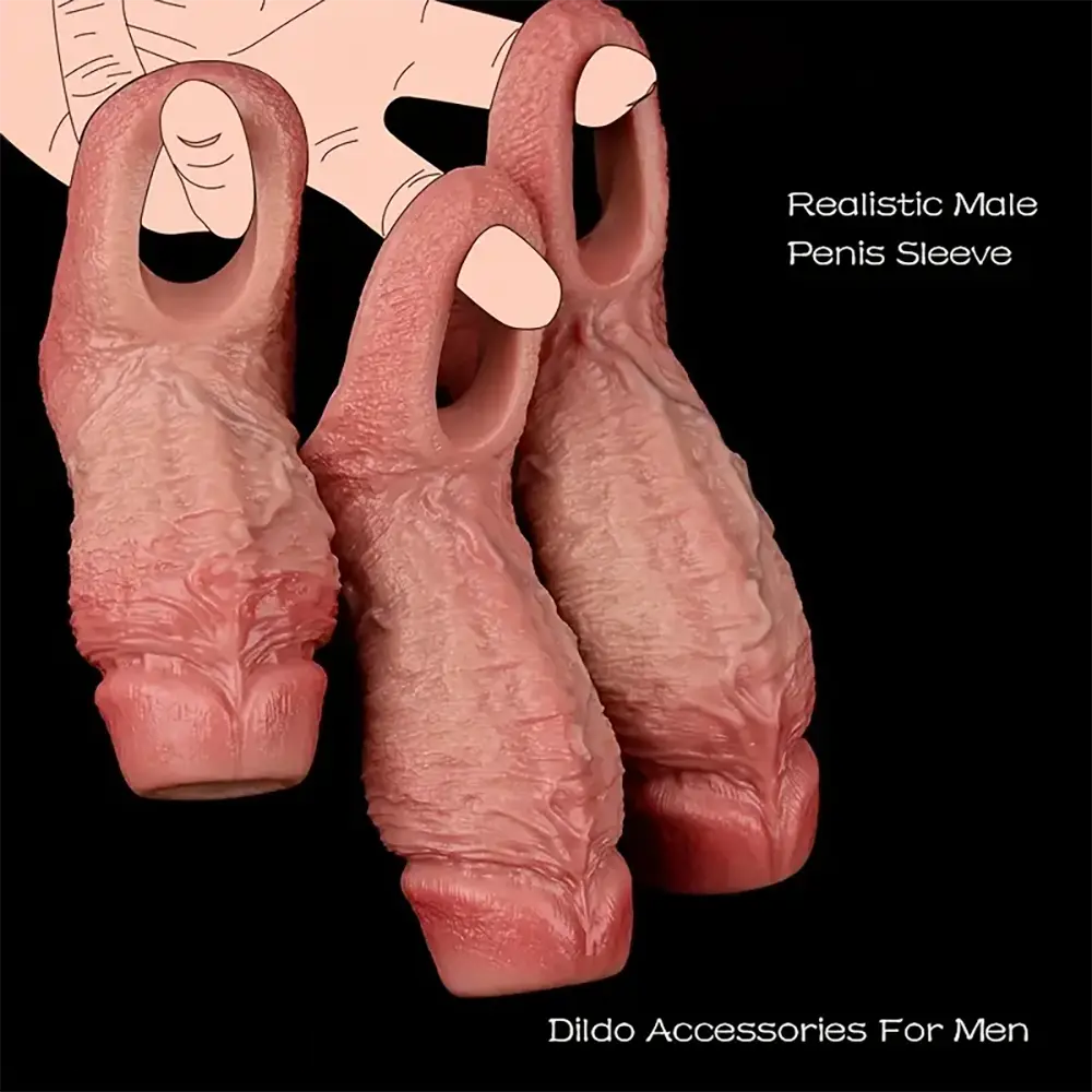 4.09in 4.64in 5.51in Realistic Silicone Sleeve Soft Big Cock Ring Dildo