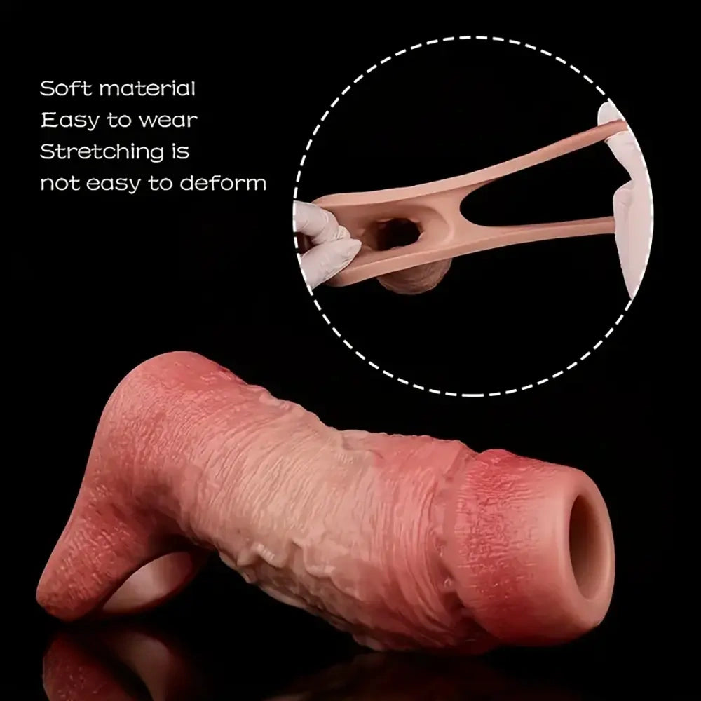 4.09in 4.64in 5.51in Realistic Silicone Sleeve Soft Big Cock Ring Dildo