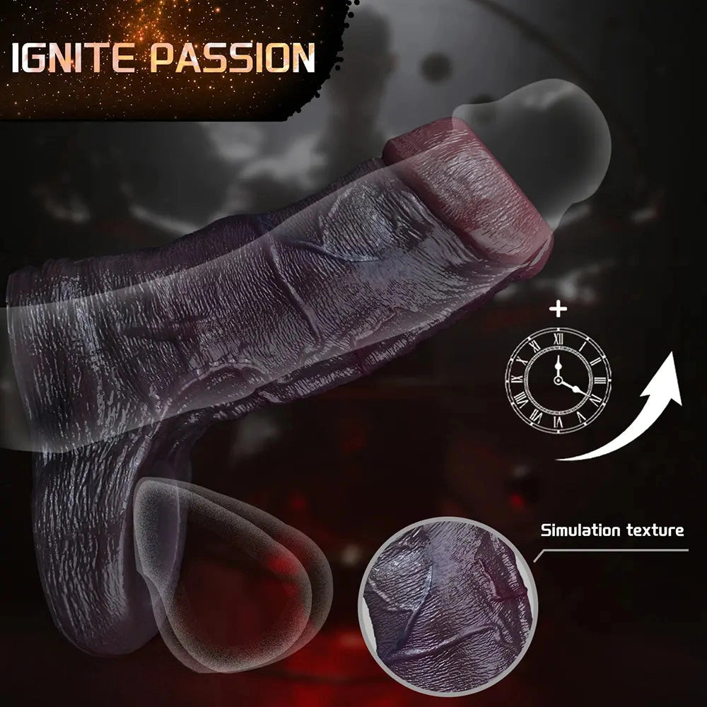 4.13in 4.8in 6.42in Real Skin Platinum Silicone Dildo Sleeve With Testicle Ring