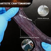 4.13in 4.8in 6.42in Real Skin Platinum Silicone Dildo Sleeve With Testicle Ring