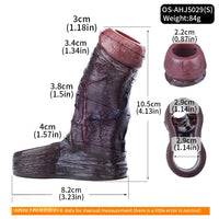 4.13in 4.8in 6.42in Real Skin Platinum Silicone Dildo Sleeve With Testicle Ring