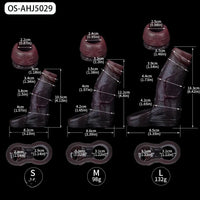 4.13in 4.8in 6.42in Real Skin Platinum Silicone Dildo Sleeve With Testicle Ring