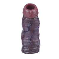 4.13in 4.8in 6.42in Real Skin Platinum Silicone Dildo Sleeve With Testicle Ring